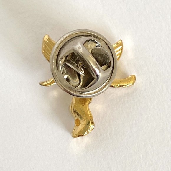 Guardian Angel Gold Tone Scatter Pin Lapel Hat Lanyard 0.75in Tall - Picture 3 of 5